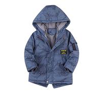 Kids Boys Warm Thick Jackets Dinosaur Prints Hooded Cotton Fleece Parka Coat Children Winter Zipper Outerwear Toddler Baby Casual Windproof Waterproof Jacket (Navy, 5-6 Years)