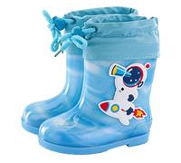 Kids Boys Waterproof Wellies Tie Top Non Slip EVA Rain Boots Toddler Lightweight School Rubber Snow Shoes Outdoor Winter Fall Rain Boot for Wet Weather (Sky Blue, 1 Big Kids)