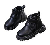 Kids Brown Ankle Boots Hook and Loop Strap Chunky Sole Warm Short Booties | for Boys Girls Toddler Little Kids Fall Winter Daily Wear School Travel Outdoor Comfortable Non Slip