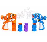 Kids Bubble Gun Toy - Battery Operated Fish Bubble Blower with Bubble Solution, Automatic Bubble Machine for Outdoor Garden Party, Summer Toys for Boys & Girls (Blue & Orange) (BOTH ORANGE AND BLUE)