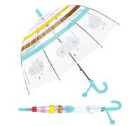 Kids Bubble Umbrella-Clear Dome Umbrella with Safety Opening-Lightweight Stick Umbrella for Girls Boys,Rainbow Cloud