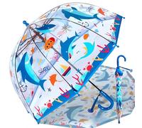 Kids Bubble Umbrella - Transparent Dome Canopy for Children's Safety | Windproof & Auto-Open Design | Toddler Umbrella for Girls & Boys (Blue Sharks)