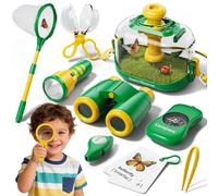 Kids Bug Catcher Set Outdoor STEM Explorer Kit For Toddlers Kids Ages 3-8 | Kids Explorer Kit with Flashlight, Binoculars, Butterfly Net, Insect Observer, Compass, Whistle, Magnifying Glass, Tweezers