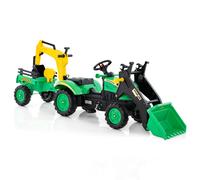 Kids Bulldozer 3 in1 Ride On Excavator w/ 6 Wheels &Detachable Trailer
