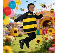 Kids' Bumble Bee & Ladybug Cosplay Costume Set, 3-Piece Insect Themed Outfit with Vest, Hood and Antenna Headband, for Halloween, Carnival and Bee Day Parties