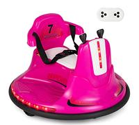 Kids Bumper Car, 12V Battery Powered Ride On Bumping Car w/Dual Joysticks, Flashing LED Light & 360 Degree Spin, Electric Vehicle Ride on Toys w/Remote Control, Gift for Boys Girls (Pink)