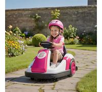 AIYAPLAY Kids Bumper Car with 360-Degree Rotation Spin, Safety Belt - Pink - 70L x 58W x 46.5H cm