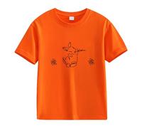 Kids Bunny Graphic T-Shirts Happy Easter Short Sleeve Cotton Summer Basic T Shirts Boys Girls Crew Neck Loose Fit Soft Tshirts Tops Lightweight Cute Funny Clothes (Orange-F, 6-7 Years)