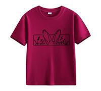 Kids Bunny Graphic T-Shirts Happy Easter Short Sleeve Cotton Summer Basic T Shirts Boys Girls Crew Neck Loose Fit Soft Tshirts Tops Lightweight Cute Funny Clothes (Red-A, 6-7 Years)