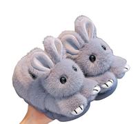 Kids Bunny Slippers Winter Plush Fleece Lined Warm Cozy Animal Indoor Slip On Shoes Comfortable for Boys Girls Grey