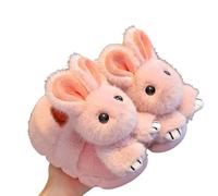 Kids Bunny Slippers Winter Plush Fleece Lined Warm Cozy Animal Indoor Slip On Shoes Comfortable for Boys Girls Light Pink