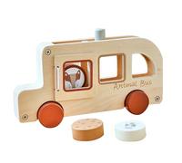 Kids Bus Toy - Wooden Baby Toys - Portable Interactive Educational Game for School Playtime Creative Play Boys Learning Girls Entertainment Home
