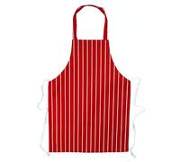 Kids Butcher Stripe Aprons in Red & Navy White Stripe Cooking Bibs (Red, 10-13)