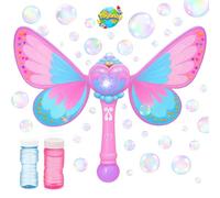Kids Butterfly Bubble Wand, Light Up Automatic Bubbles Maker Machine with Bubble Solution, Magic Fairy Wand Outdoor Garden Bubbles Blower Activity Gift Toy Leak-Proof Design for Children Ages 3+ Years