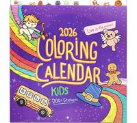 Coloring 2025 Calendar for Kids with 200+ Super Fun Stickers -15 Months with Days & Illustrated Images to Color - Great Kids Wall Calendar and Activity for Classroom & Home Learning