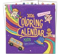 Coloring 2025 Calendar for Kids with 200+ Super Fun Stickers -15 Months with Days & Illustrated Images to Color - Great Kids Wall Calendar and Activity for Classroom & Home Learning