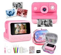 Kids Camera - 2.4'' Instant Camera for Kids with 4 Rolls Print Paper & 32GB Card, 1080P Selfie Kids Digital Cameras - Birthday Kids Toys Gifts for Girls Boys Aged 3-12 (Pink with Bag)