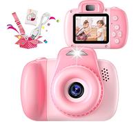 Kids Camera, 48MP Digital Dual Camera Kids Toys for Boys/Girls 3-12 Years Old, Kid Selfie Camera with 2.0 Inch IPS Screen, 32GB SD Card, 1080P HD Video Cameras for Toddler Birthday Gifts (Pink)