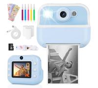 Kids Camera Camera Instant Print for Girls Boys With Print Photo Paper & Color Pens for DIY, Gifts for 3 4 5 6 7 8 9 10 Year Olds Girls Boys, 32Gb Sd Card -Blue