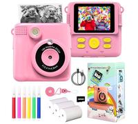 Kids Camera for Girls Boys, Kids Instant Print Camera Toy, 2.4" Screen, 1080P HD Kids Digital Camera with 3 Rolls Photo Paper, Birthday Gifts for 3 4 5 6 7 8 9 10+ Year Old, 6 Color Pen, 32GB SD Card