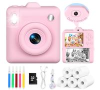 Kids Camera for Instant Print - Front & Rear Cameras 1080P HD Digital 2.4'' Camera with 32GB Card & 5 Rolls Photo Paper, Christmas Birthday Toys Gifts for 3-12 Years Old Boys Girls