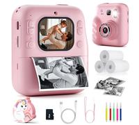 Kids Camera for Instant Print, Front & Rear Dual Cameras 1080P HD Digital Camera with 32GB Card Christmas Birthday Toys Gifts for Age 3 4 5 6 7 8 9 Years Old Girls
