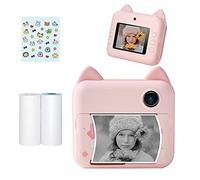 kids camera HUIOP P1 Kids Camera 32GB Kids Instant Camera Photo Printer 2.4 Inch IPS Screen Christmas Birthday Gifts for Girls with Printing Paper Holder WIFI Transmissin A