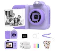 Kids Camera Instant Print, 1080P HD Dual-Lens Selfie,Toddler Digital Camera with 5 Rolls Paper & 32GB Card, Children Christmas Birthday Gifts Toys for Age 3 4 5 6 7 8 9 10 11 12 Years Old Girls Boys