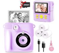 Kids Camera Instant Print - 1080P HD Video & Instant Camera for Kids with 32GB Card & 3 Rolls Paper, Selfie Digital Camara - Christmas Birthday Funny Toys Gifts for 3-12 Years Old Girls & Boys-Purple