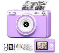 Kids Camera Instant Print, 1080P Instant Camera for Kids with 5 Rolls Print Paper & 32GB Card, Kids Digital Cameras Christmas Birthday Toddler Boys Gifts for Girls Toys Age 3-12