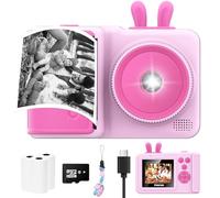 Kids Camera Instant Print,1080P Toddler Camera for Kids Instant Camera That Print Photos, Christmas Birthday Gifts for Girls Age 3-12, Camera Toy for 3 4 5 6 7 8 9 10 Year Old Boys SD Card (Pink)