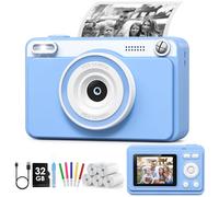 Kids Camera Instant Print, 2.4'' Instant Camera for Kids, 1080P Childrens with 5 Rolls Print Paper & 32GB Card, Kids Digital Christmas Birthday Toddler Boys Girls for Girls Toys Age 3-12