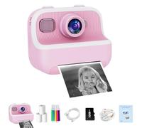 Kids Camera Instant Print,2.4'' Instant Camera for Kids with 32G Card & 3 Rolls Print Paper,Kids Selfie Digital Camera,1080P HD Children Video Recorder,Selfie Instant Printing Camera for Kids (Pink)
