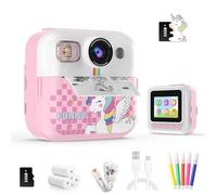 Kids Camera Instant Print, 3-9 Year Old Girl Birthday Gift, with 32g Card & Print Photo Paper, 1080p Hd Video Toddler Camera, Portable Toys for Kids