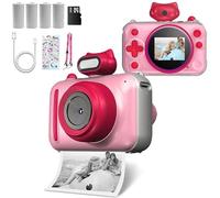 Kids Camera Instant Print, 48 MP Selife Digital Camera with 2.5K Video,Mini Portable Toy for Kids with 32 GB Card, Birthday Xmas Gift for 3-12 Year Old Girls Boys,Pink