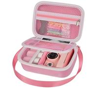 Kids Camera Instant Print Camera Case Compatible with Dylanto/for Anchioo/for ESOXOFFORE, 1080P Digital Video Cameras Holder - Dual-Zip Portable Storage for SD Card, Photo Paper, Lanyard & Cable(Pink)