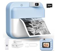 Kids Camera Instant Print for Boys Girls, 1080P HD Instant Camera for Kids with 32GB Card & 3 Rolls Photo Paper, 180° Rotatable Lens, Christmas Birthday Gifts for 3-12 Years Old (Blue)