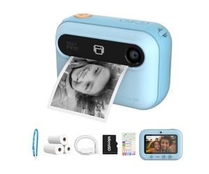 Kids Camera Instant Print myFirst Insta 20 Dual Lens Selfie Digital Camera for Kids with No Ink with Thermal Paper Printing Included (Blue)