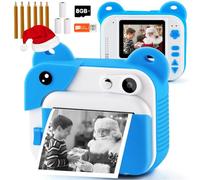 Kids Camera Instant Print - Portable Digital Kids Instant Print Camera Inkless 1080P HD Video 2.0 Inch Screen Boys Birthday for Travel Learning Kids Toys with Print Paper