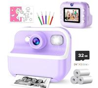 Kids Camera Instant Print Toys for Girls Age 5-12, 1080P Instant Camera for Kids with Dual Camera Print Selfie Photos, Christmas Birthday Gifts for Girls Age 4 5 6 7 8 9 10 Year Old-32GB Purple