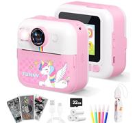Kids Camera Instant Print Toys Toddler Cameras for Kids Girls Toys Age 3-12, 1080P Video Cameras Christmas Birthday Gifts, Digital Camera Toy for 3 4 5 6 7 8 9 10 Year Old Girls Boys Pink