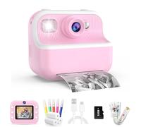 Kids Camera Instant Print Toys Toddler Cameras Printing Photos - 1080P Video Cameras - 12Mp Children Digital Selfie Camera Gift for Girls Boys Age 3-12 with 32GB SD Card (Pink)