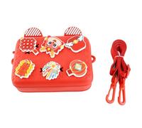 Kids Camera Shoulder Bag, Children's Single Shoulder Messenger Bag, Shock Absorbing Sling Bag with Cute DIY Cartoon Decors, EVA Material for Kids Over 3 Years Old (Red)