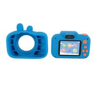 Kids Camera Toy HD Dual Lens Silicone 2 Inch IPS Screen 8X Digital Zoom Autofocus Small Camera with Games Music for Birthday Gifts Children (Blue)