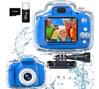 Kids Camera Waterproof Underwater Camera for 3-12 Year Old Boys Girls 2 Inch IPS Screen 1080P HD Digital Kids Video Camera Indoor Outdoor Action Cameras Best Christmas Birthday Gifts Dark Blue