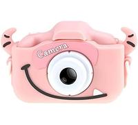 Kids Camera With Silicone Case, Video Camera For Children With Fun Games, Kids Digital Camera With Special Effects, Rechargeable Battery, Ideal For Boys And Girls,Pink Cow,No SD Card Bare Me