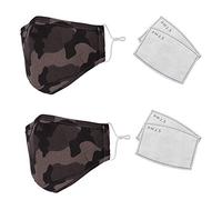 Kids Camouflage Cotton Face Mask Reusable, Washable & Dust Proof, Breathable & Safety Mask with 4pcs Filter, Anti-Pollution Mask, Unisex Face Cover, Grey Camo, 2pcs