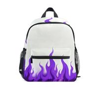 kids camping backpack with name tag White Fluorescent Purple Cool Flame