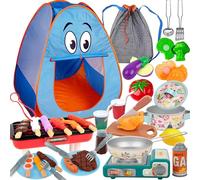 Kids Camping Set - Explorer Playhouse Tent, Pretend Outdoor Camp Kit | Educational Adventure Play Gear, Simulation Cooking Food Toys, Interactive Camping Playset For Children Indoor Outdoor Activity