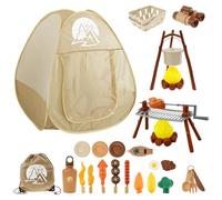 Kids Camping Set,Pop Up Children Play Tent Kit for 3 4 5 6 Years,Portable Indoor Outdoor Kid Play Camping Adventure Toys,Funny Kid Camping Tool Set with Basket Plate Kettle for Kids